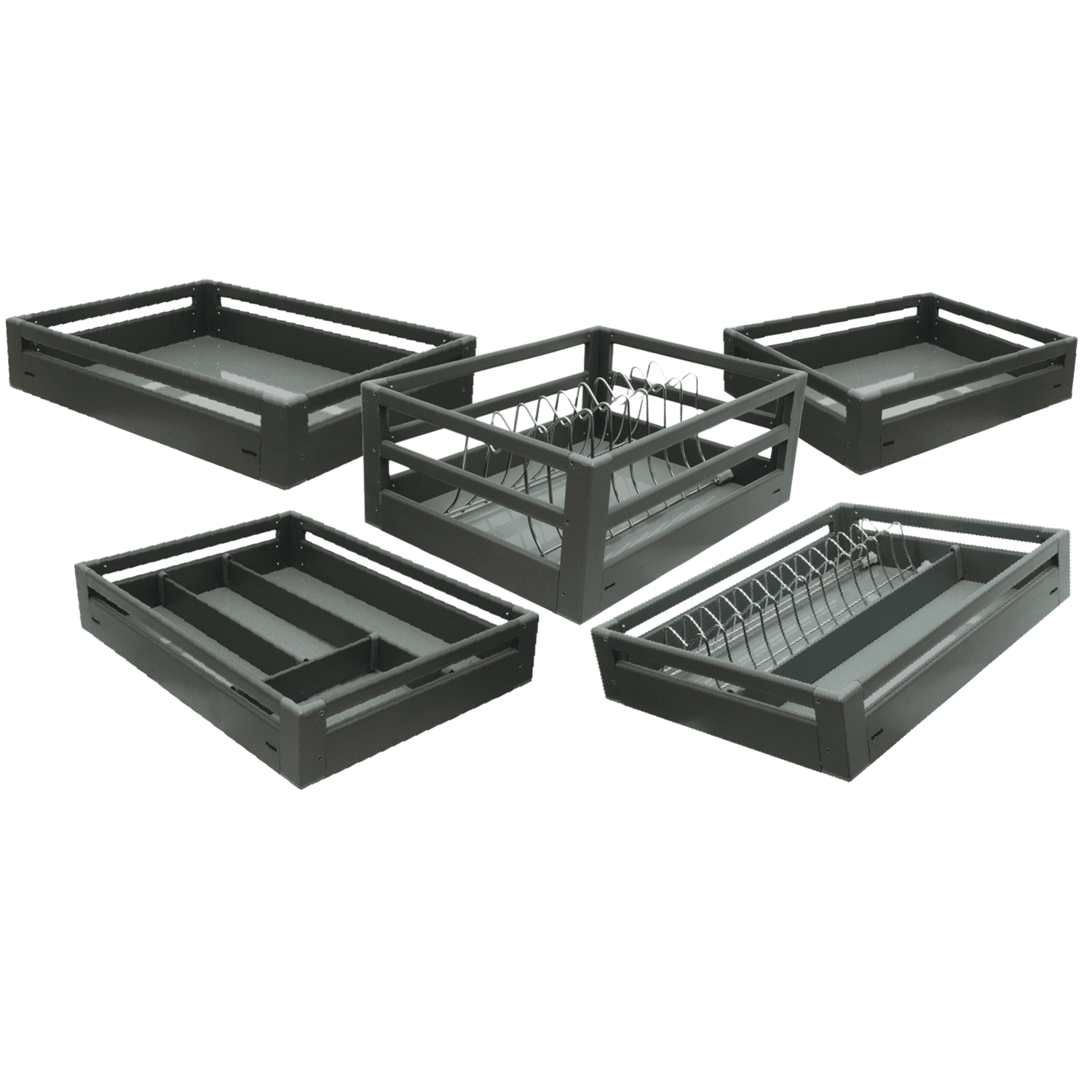 Aluminium Set of 5 Basket Gray Powder Coating